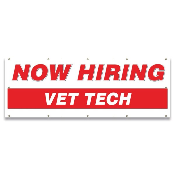 Now Hiring Vet Tech Banner Apply Inside Accepting Application Single Sided